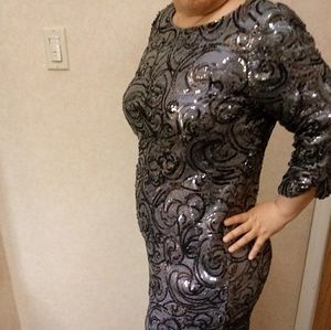 Dark gray sequence dress by Luxology
